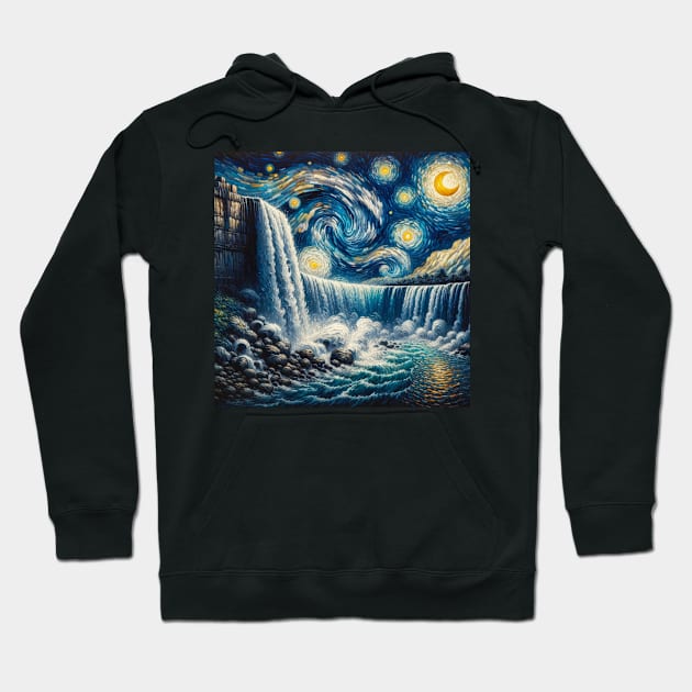 Niagara Falls Starry Night - Beautiful Iconic Places Hoodie by Edd Paint Something